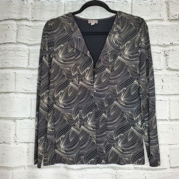 J Jill Wearever Collection Jacket Top Womens Small One Button Black White - Picture 1 of 9